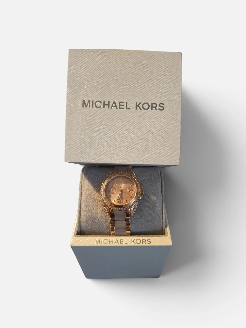 Michael Kors Rose Gold and Cream Crystal Accent Women's Watch